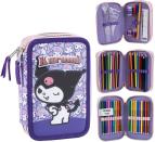 Hello Kitty Kuromi 3-fach Federmäppchen gefüllt – 44-teiliges Schüleretui – Offiziell lizenziert 