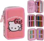 Hello Kitty Giotto 3 Fach Federmäppchen mit Zubehör 44 teilig 