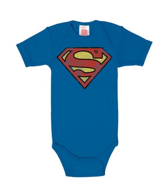 Logoshirt - Superman Baby-Body Kurzarm Blau 