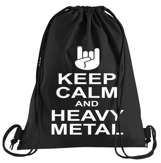 Keep Calm and Heavy Metal Sportbeutel  bedruckter Turnbeutel mit Kordeln 
