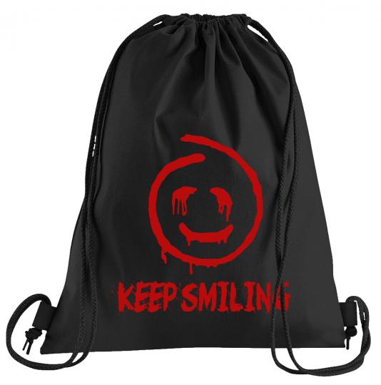 Red John Keep Smiling Sportbeutel  bedruckter Turnbeutel mit Kordeln 