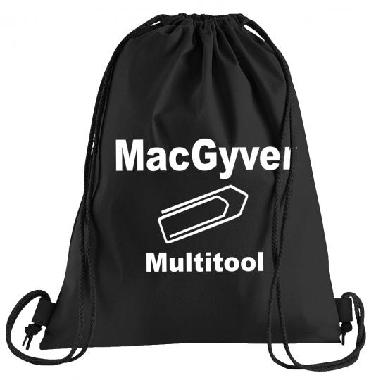 MacGyvers Multitool Sportbeutel  bedruckter Turnbeutel mit Kordeln 