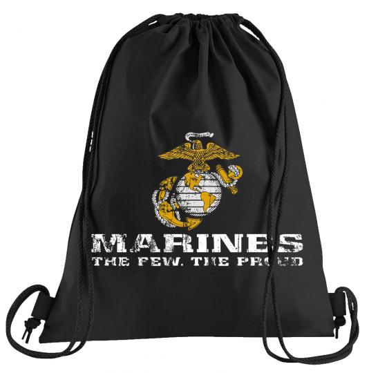 US Marine Corps USMC Sportbeutel  bedruckter Turnbeutel mit Kordeln 