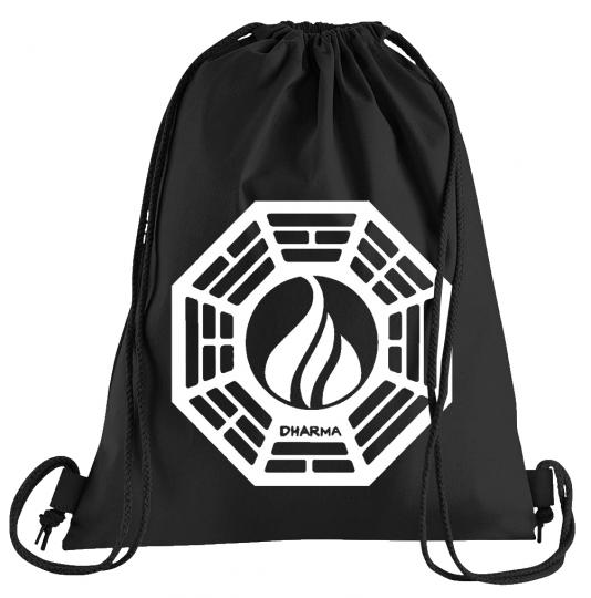 Dharma Lost The Flame Logo Sportbeutel  bedruckter Turnbeutel mit Kordeln 