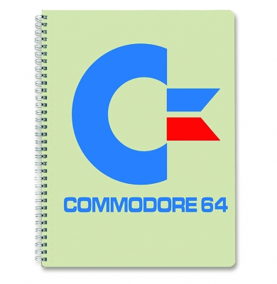 Commodore 64 Logo Collegeblock DIN A4 80 Blatt kariert gelocht perforiert Schwarz 