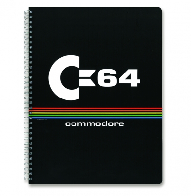 Commodore 64 Logo Collegeblock DIN A4 80 Blatt kariert gelocht perforiert Schwarz 