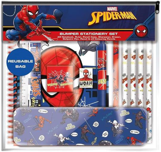 Marvel Spider-Man A4 Bumper Stationery Set – Schreibwaren-Set mit Notizbuch, Etui & Zubehör 