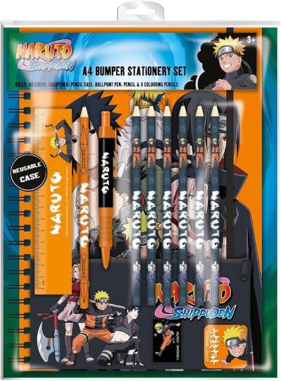 Naruto A4 Bumper Schreibwaren-Set mit Notizbuch, Stiften und Zubehör 