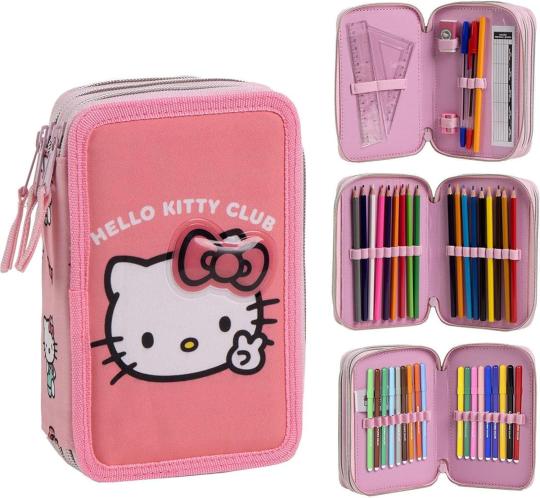 Hello Kitty Giotto 3 Fach Federmäppchen mit Zubehör 44 teilig 