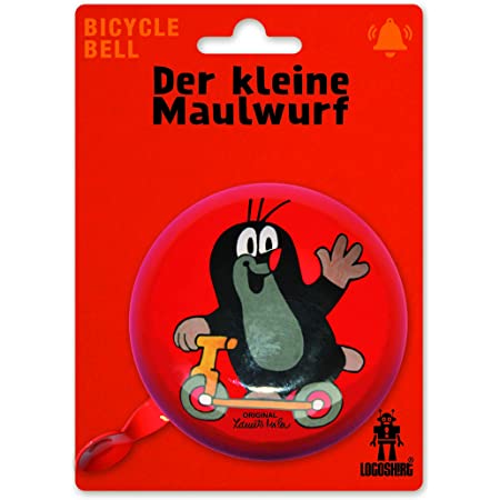 Logoshirt - Der kleine Maulwurf - Roller - Retro Fahrradklingel Groß - aus massivem Stahl - Rot - Lizenziertes Original Design 