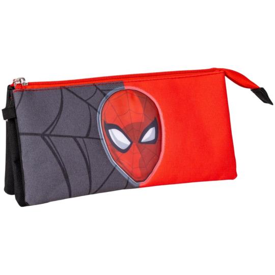 Spider-Man Triple-Federmäppchen – 3 Fächer – Schwarz/Rot 