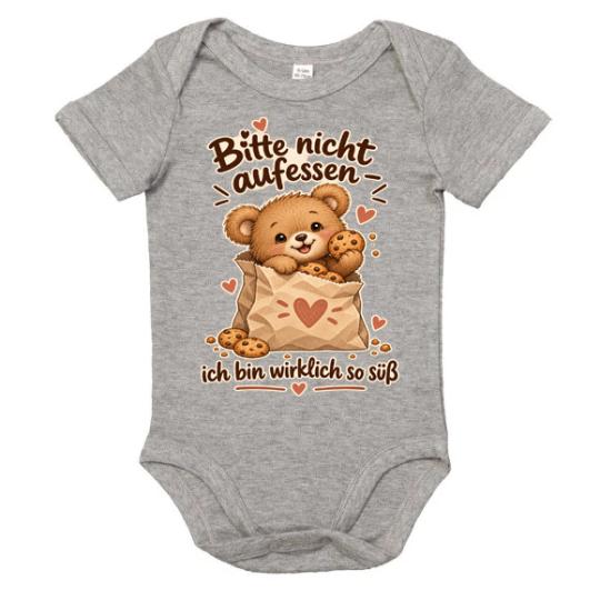 Babybody aus Biobaumwolle -- Bitte nicht aufessen 