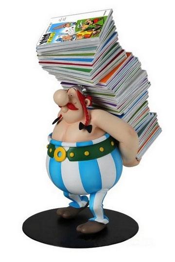 Asterix Collectoys Statue Obelix trägt Bücherstapel 21 cm 