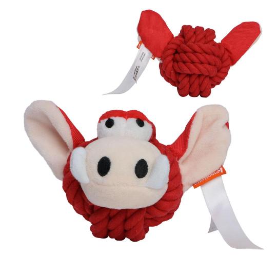 Hundespielzeug Knotentier Wildschwein – rotes Seilspielzeug, ca. 15 cm 