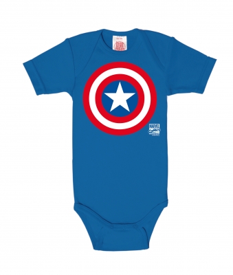 Logoshirt - Captain America Shield Baby-Body Kurzarm Blau 