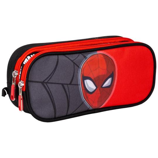 Spider-Man Doppel-Federmäppchen Schwarz/Rot – 2 Fächer – 22,5 cm 