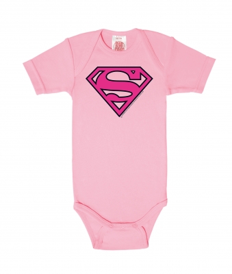 Logoshirt - Superman Baby-Body Kurzarm Rosa 