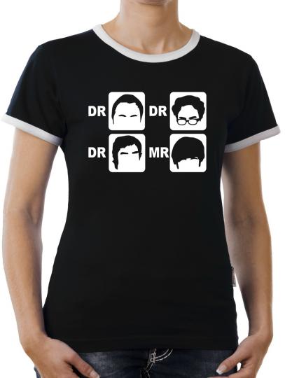 TLM Dr Dr Dr Mr Faces Kontrast T-Shirt Damen 
