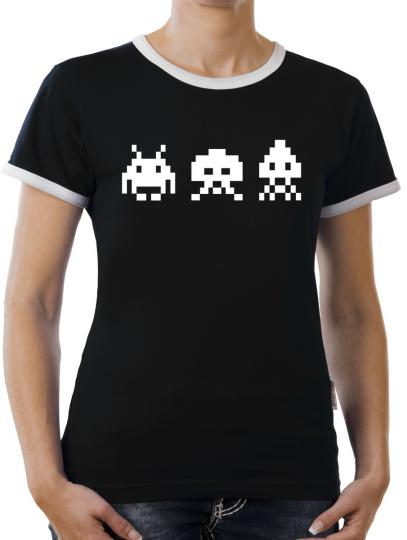 TLM Retro Arcade Invaders Kontrast T-Shirt Damen 