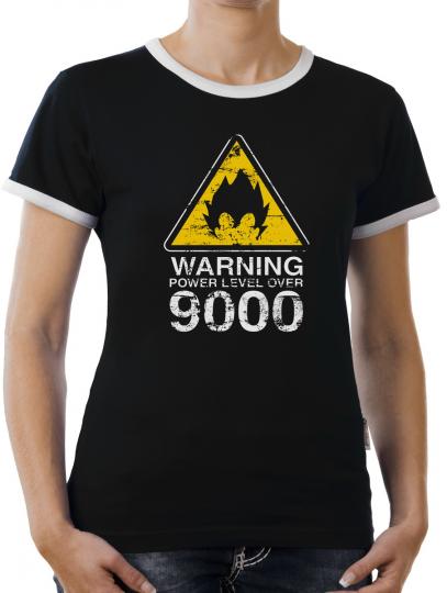 TLM Warning Power Level over 9000 Kontrast T-Shirt Damen 