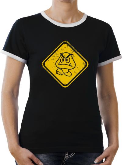 TLM Beware Gomba Kontrast T-Shirt Damen Schwarz | M