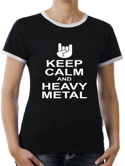 TLM Keep Calm and Heavy Metal Kontrast T-Shirt Damen 
