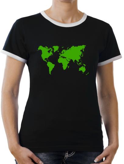 TLM Sheldon Weltkarte Kontrast T-Shirt Damen 