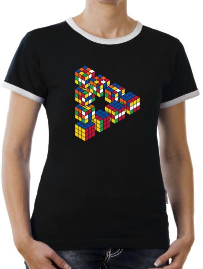 TLM Escher Zauberwürfel Kontrast T-Shirt Damen 