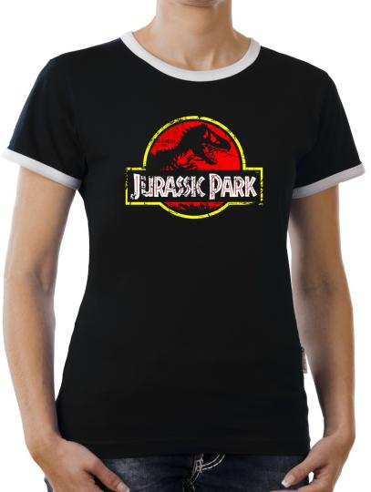TLM Jurassic Park Distressed Logo Kontrast T-Shirt Damen 