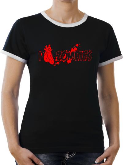 TLM I love Zombies Kontrast T-Shirt Damen 