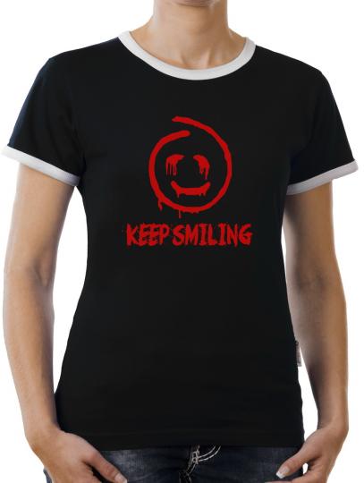 TLM Red John Keep Smiling Kontrast T-Shirt Damen 