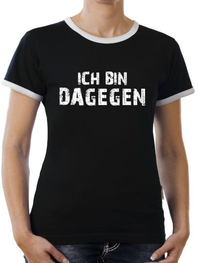 TLM Ich bin dagegen Kontrast T-Shirt Damen 