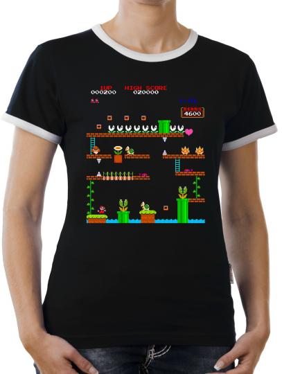 TLM Retro Mario 1UP Kontrast T-Shirt Damen 