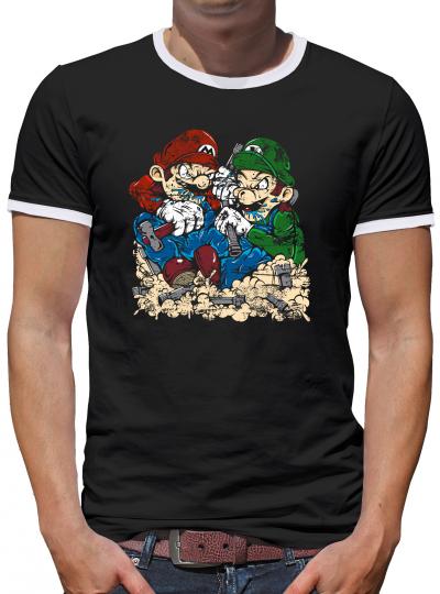 Mario vs Jason Kontrast T-Shirt Herren Schwarz | XXXL