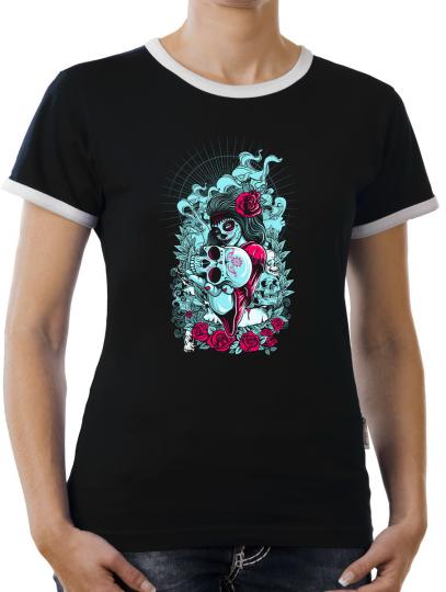 TLM La Catrina Muerte Kontrast T-Shirt Damen 