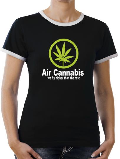 TLM Air Cannabis Kontrast T-Shirt Damen Schwarz | M
