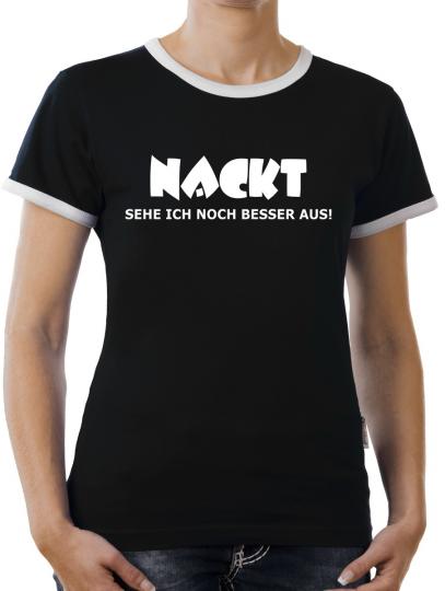 TLM Nackt sehe ich besser aus Kontrast T-Shirt Damen 