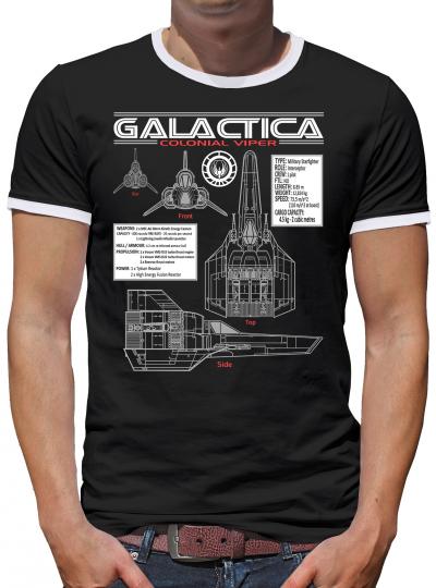 Galactica Viper Blueprint Kontrast T-Shirt Herren Schwarz | XXL