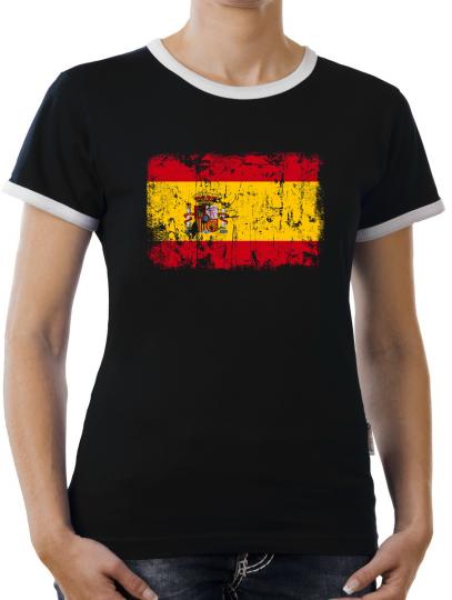 TLM Spanien Vintage Flagge Fahne Kontrast T-Shirt Damen 