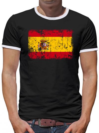 Spanien Vintage Flagge Fahne Kontrast T-Shirt Herren 