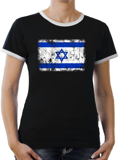 TLM Israel Vintage Flagge Fahne Kontrast T-Shirt Damen 