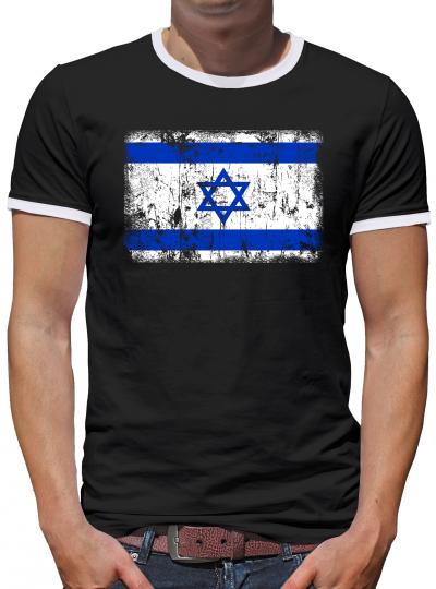 Israel Vintage Flagge Fahne Kontrast T-Shirt Herren 