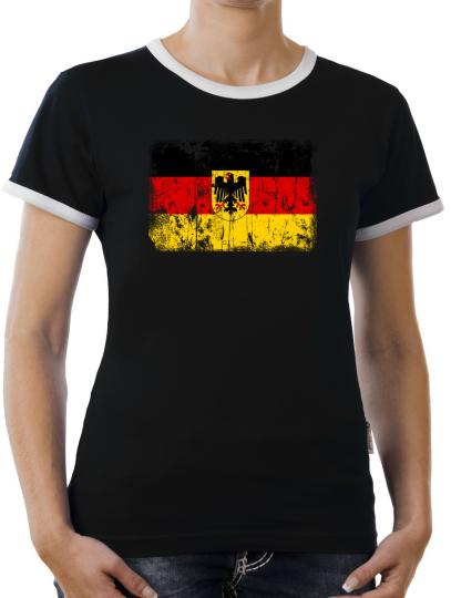 TLM Deutschland BRD Vintage Flagge Fahne Kontrast T-Shirt Damen 