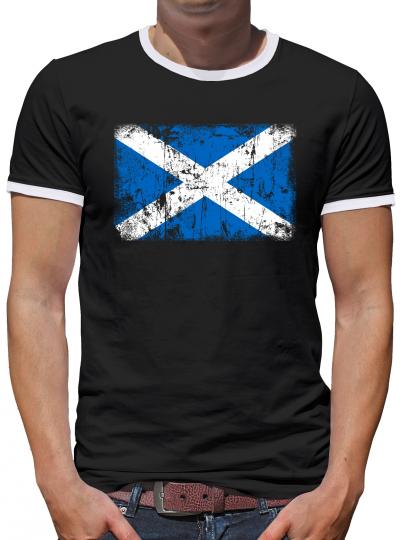 Schottland Vintage Flagge Fahne Kontrast T-Shirt Herren Schwarz | XXL