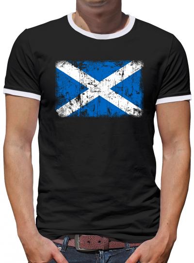 Schottland Vintage Flagge Fahne Kontrast T-Shirt Herren Schwarz | M