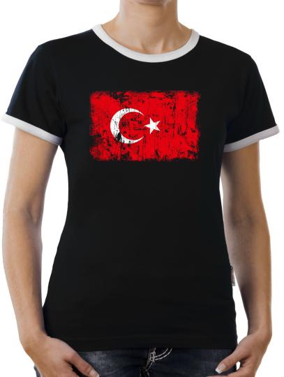 TLM Türkei Vintage Flagge Fahne Kontrast T-Shirt Damen 