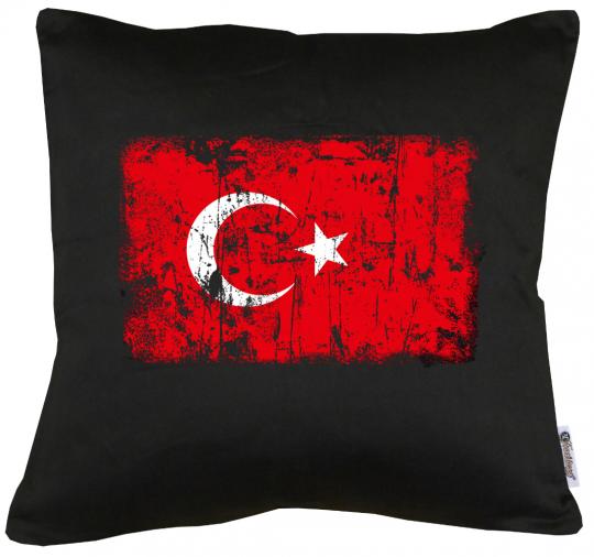 Türkei Vintage Flagge Fahne Kissen mit Füllung 40x40cm 