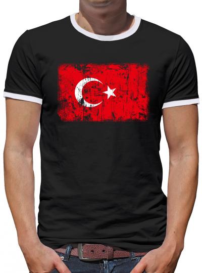 Türkei Vintage Flagge Fahne Kontrast T-Shirt Herren 