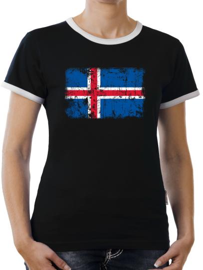 TLM Griechenland Vintage Flagge Fahne Kontrast T-Shirt Damen 
