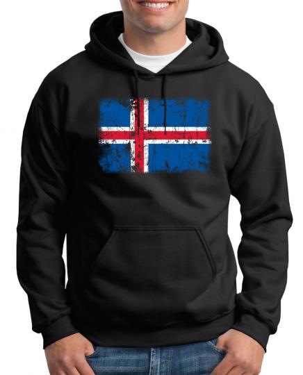 Island Vintage Flagge Fahne Kapuzenpullover 